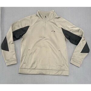 Men's Oakley Large Fleece 1/4 Zip Neck Sweatshirt Grey Black